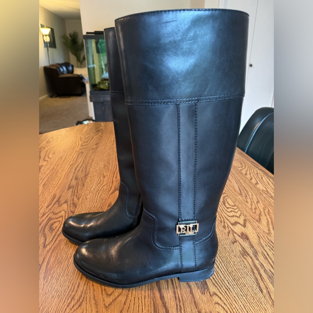Ralph Lauren Womens Berdie Leather Riding Boots